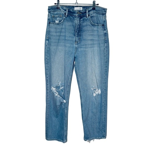 Loft The 90's High Waist Distressed Ripped Knee Straight Leg Jeans Blue‎ 29/8 - Picture 1 of 11